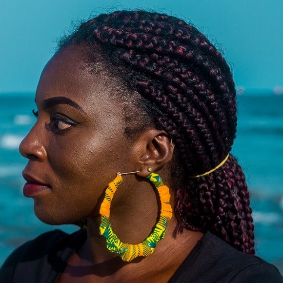 Clearance: African Ankara XL Earrings - 1 - Picture 1 of 6